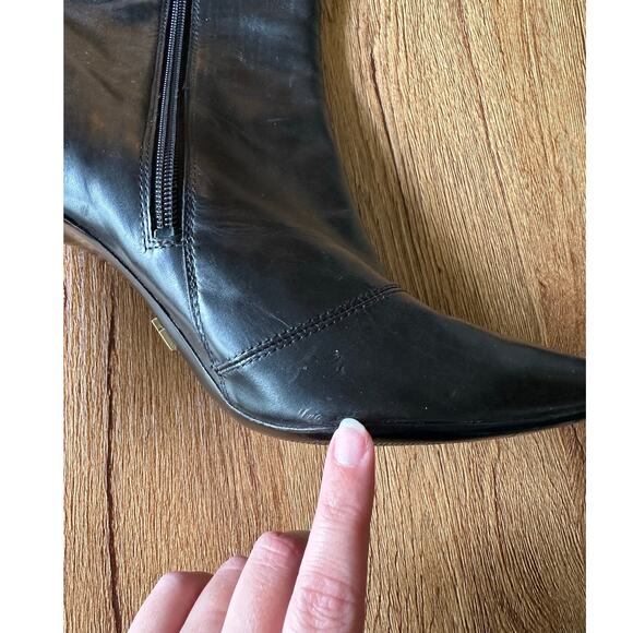 Donna Karan Black Leather Mid Calf Boots Size 8.5 - Picture 4 of 7